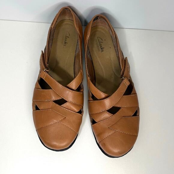 Clarks Bendables Mary Jane Flats Size 8.5W Brown Leather - Picture 5 of 8